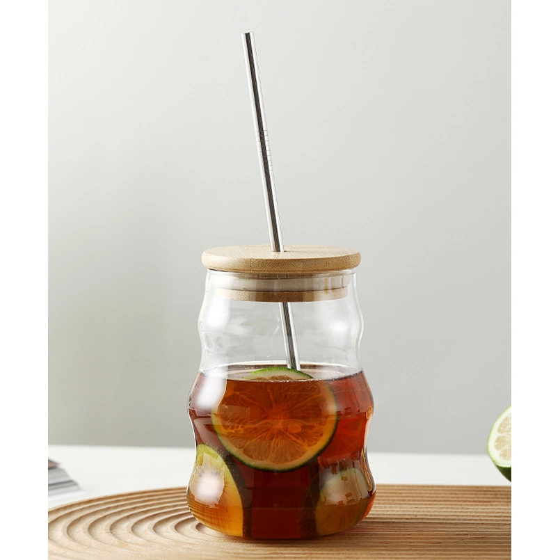 Glass Tumbler with Wooden Lid & Straw