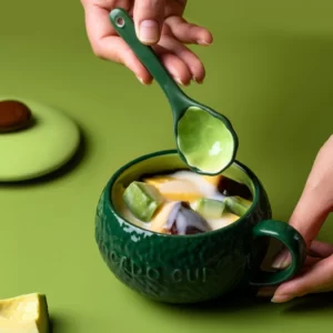 Mossington 10 oz Avocado Ceramic Bowl & Spoon
