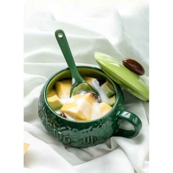 Mossington 10 oz Avocado Ceramic Bowl & Spoon