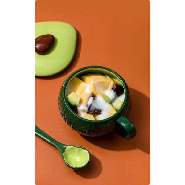 Mossington 10 oz Avocado Ceramic Bowl & Spoon