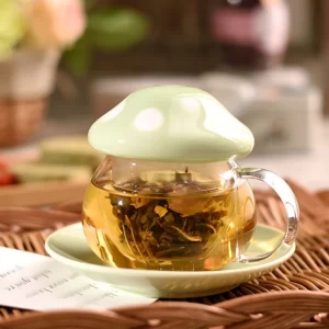 Rosette 10 oz Glass Cup & Saucer