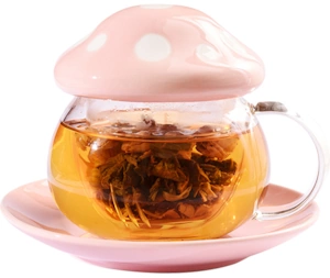 Rosette 10 oz Glass Cup & Saucer