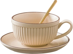 Beaumont 9 oz Ceramic Cup & Saucer with Spoon
