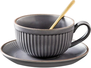 Beaumont 9 oz Ceramic Cup & Saucer with Spoon