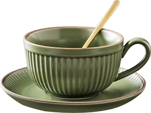 Beaumont 9 oz Ceramic Cup & Saucer with Spoon
