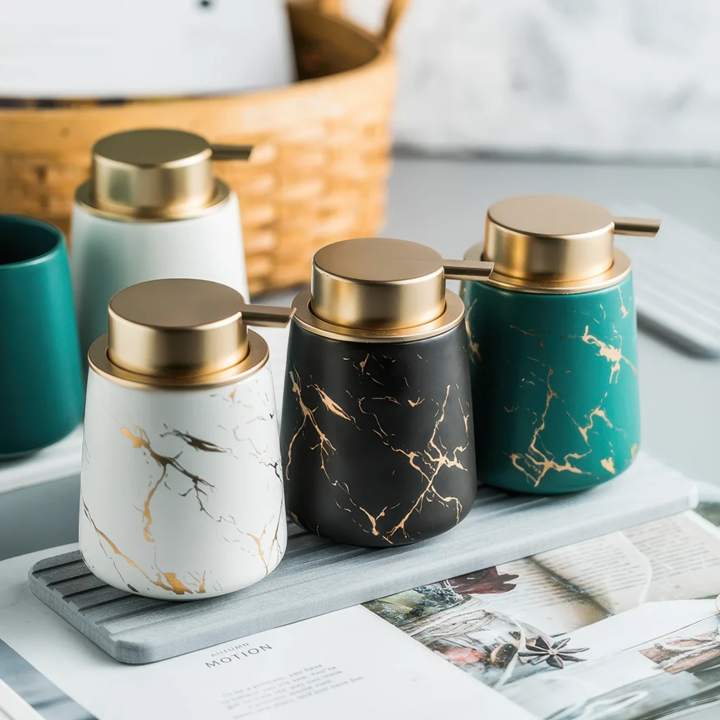 Geneva Gilded Ceramic Liquid Soap Dispenser