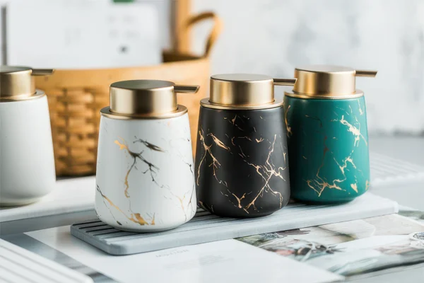 Geneva Gilded Ceramic Liquid Soap Dispenser