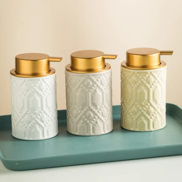 Lyon Relief Ceramic Foaming Soap Dispenser