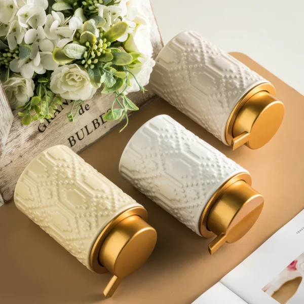Lyon Relief Ceramic Foaming Soap Dispenser