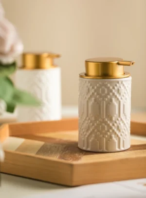 Lyon Relief Ceramic Foaming Soap Dispenser