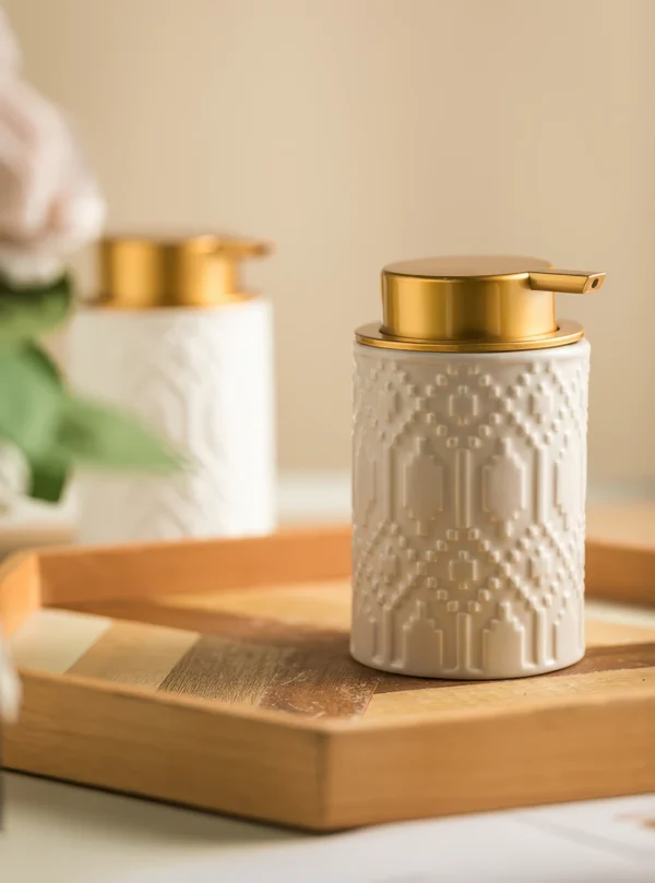 Lyon Relief Ceramic Foaming Soap Dispenser