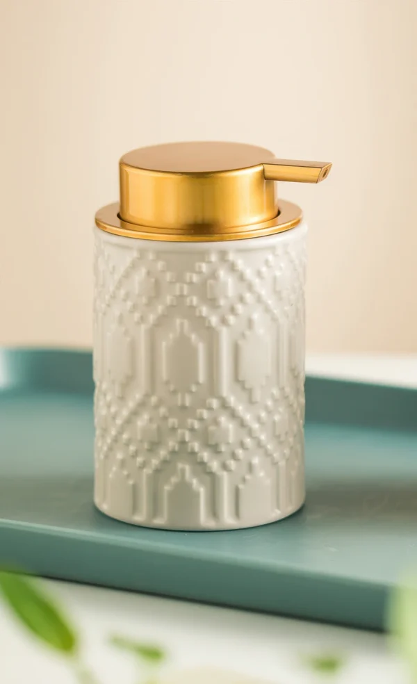 Lyon Relief Ceramic Foaming Soap Dispenser