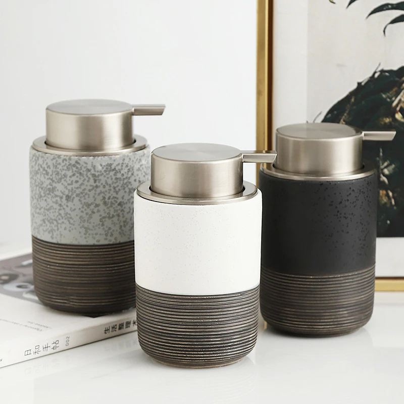 Oslo Ribbed Ceramic Foaming Soap Dispenser