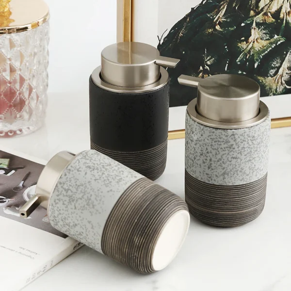 Oslo Ribbed Ceramic Foaming Soap Dispenser