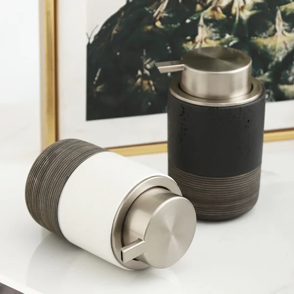 Oslo Ribbed Ceramic Foaming Soap Dispenser