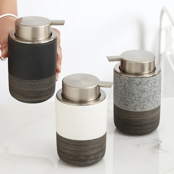 Oslo Ribbed Ceramic Foaming Soap Dispenser
