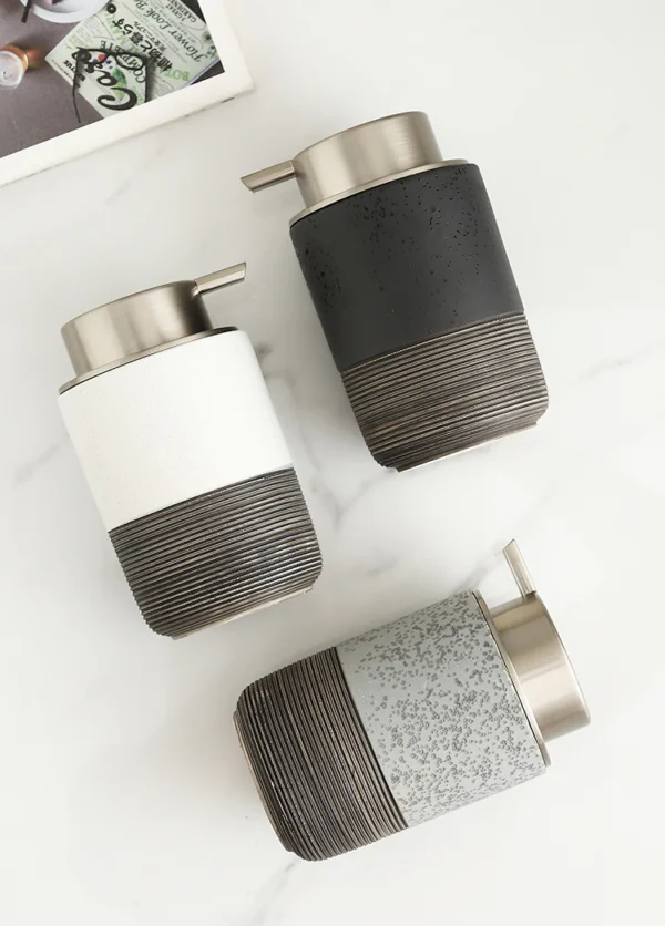 Oslo Ribbed Ceramic Foaming Soap Dispenser