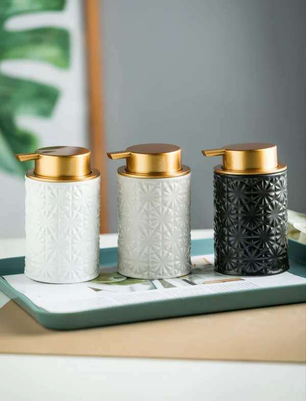 Petra Embossed Diamond Ceramic Foaming Soap Dispenser