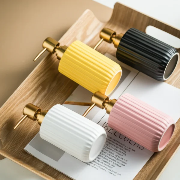 Porto Ribbed Ceramic Liquid Soap Dispenser