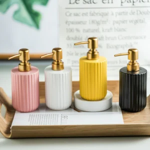 Porto Ribbed Ceramic Liquid Soap Dispenser