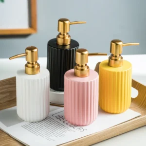 Porto Ribbed Ceramic Liquid Soap Dispenser