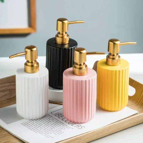 Porto Ribbed Ceramic Liquid Soap Dispenser