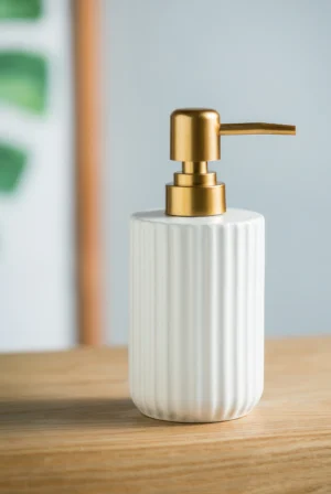 Porto Ribbed Ceramic Liquid Soap Dispenser