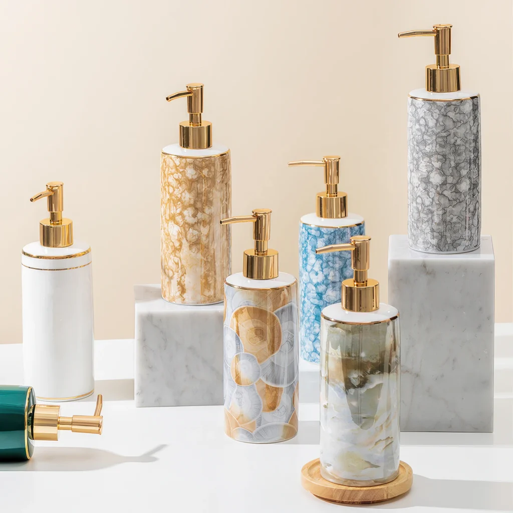 Valencia Marbled Ceramic Liquid Soap Dispenser