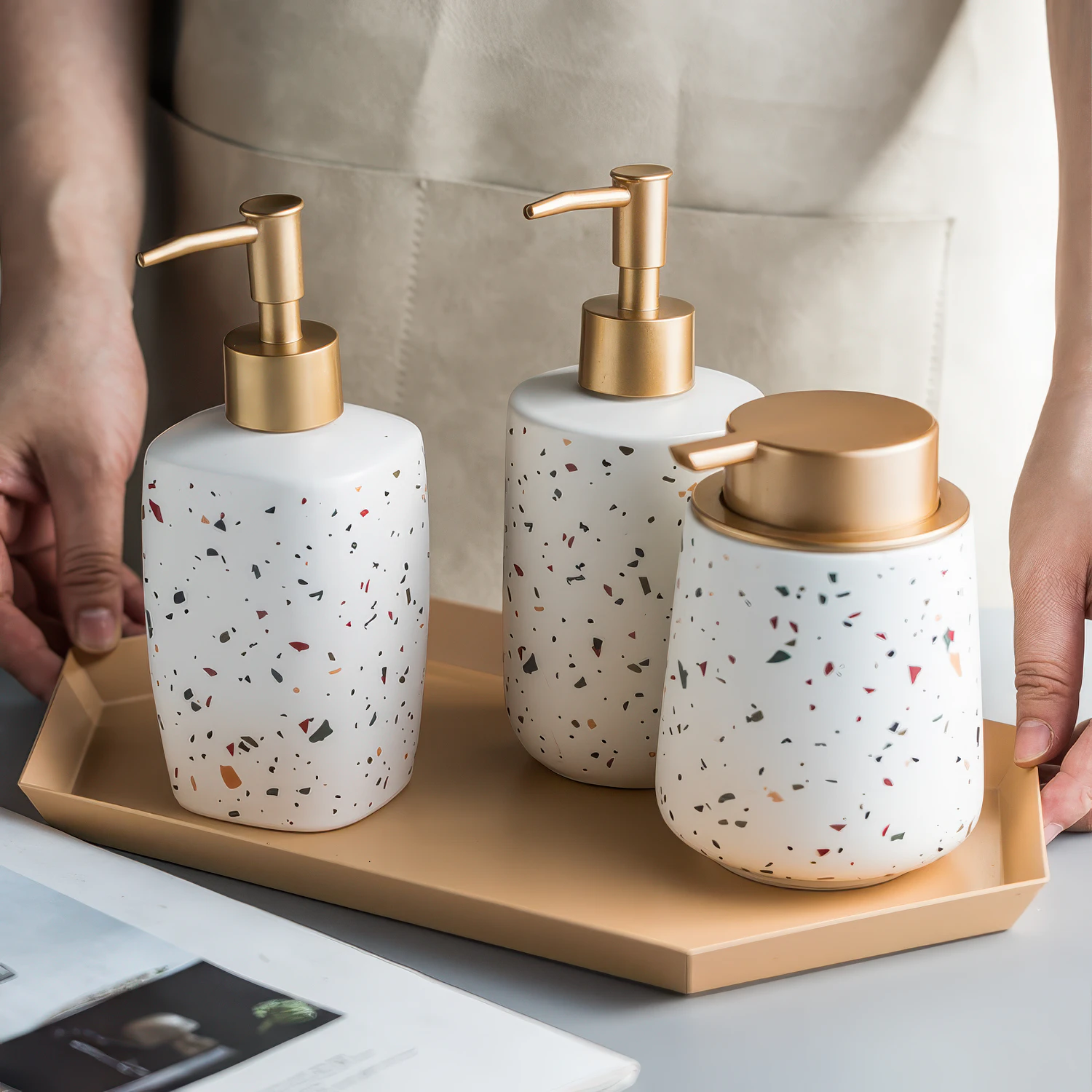 Verona Terrazzo Ceramic Liquid Soap Dispenser Verona Terrazzo Ceramic Liquid Soap Dispenser