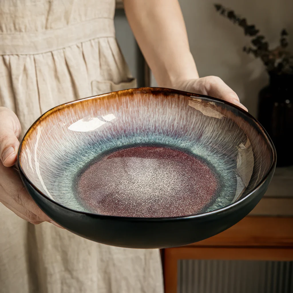 Aegean Reactive Glaze Ceramic Deep Plate
