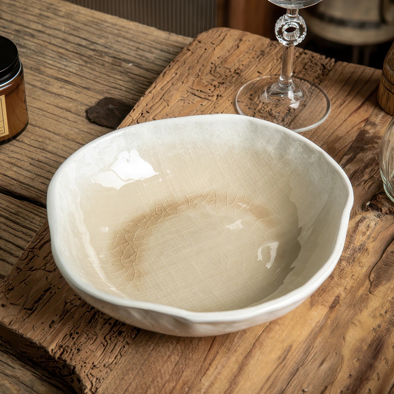 Arles Crackle Glaze Ceramic Deep Plate Arles Crackle Glaze Ceramic Deep Plate