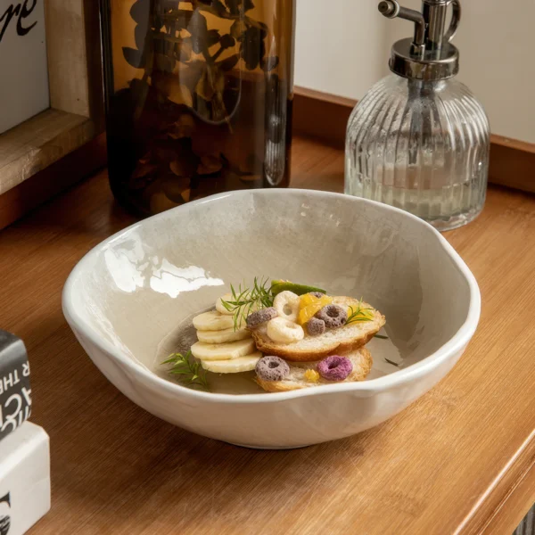 Arles Crackle Glaze Ceramic Deep Plate