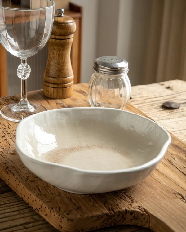 Arles Crackle Glaze Ceramic Deep Plate
