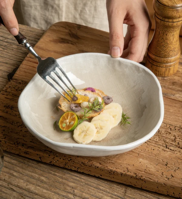 Arles Crackle Glaze Ceramic Deep Plate