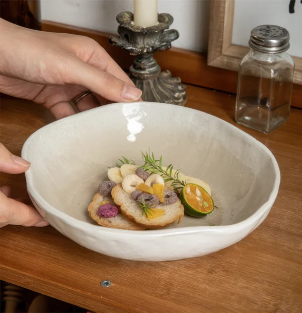 Arles Crackle Glaze Ceramic Deep Plate
