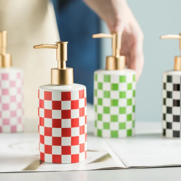 Brighton Checkerboard Ceramic Liquid Soap Dispenser