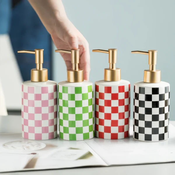 Brighton Checkerboard Ceramic Liquid Soap Dispenser