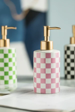 Brighton Checkerboard Ceramic Liquid Soap Dispenser