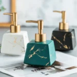 Cannes Gilded Marble Ceramic Liquid Soap Dispenser
