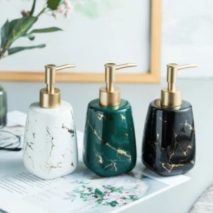 Marcello Gold Marbled Ceramic Liquid Soap Dispenser