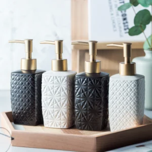 Palermo Textured Geometric Ceramic Liquid Soap Dispenser
