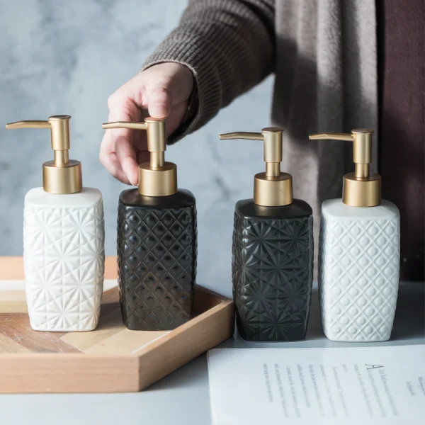 Palermo Textured Geometric Ceramic Liquid Soap Dispenser