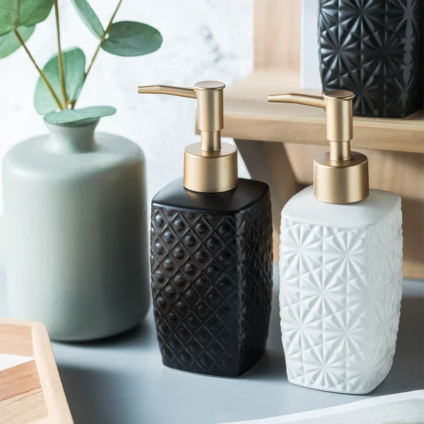 Palermo Textured Geometric Ceramic Liquid Soap Dispenser