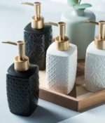Palermo Textured Geometric Ceramic Liquid Soap Dispenser