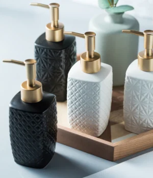 Palermo Textured Geometric Ceramic Liquid Soap Dispenser