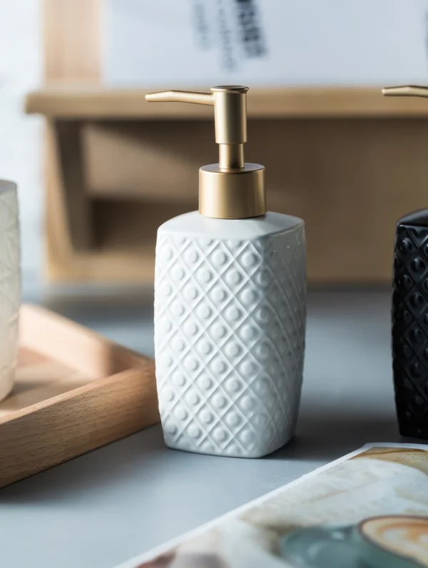 Palermo Textured Geometric Ceramic Liquid Soap Dispenser
