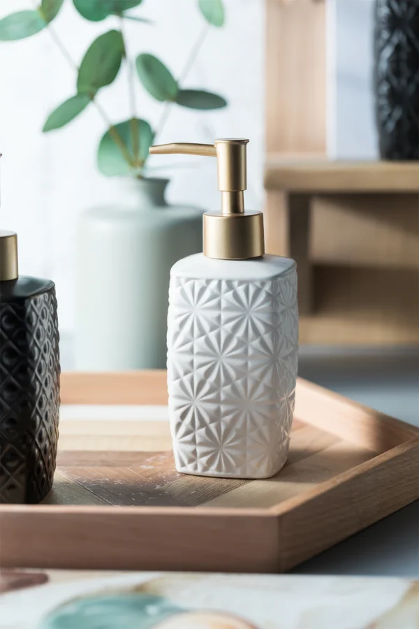 Palermo Textured Geometric Ceramic Liquid Soap Dispenser