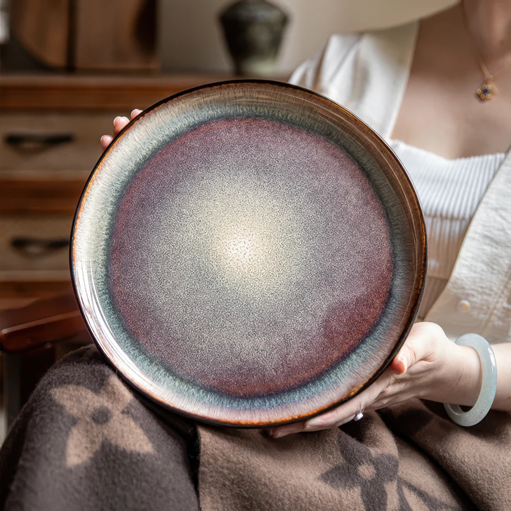 Santorini Reactive Glaze Ceramic Plate