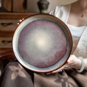 Santorini Reactive Glaze Ceramic Plate