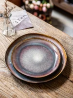 Santorini Reactive Glaze Ceramic Plate